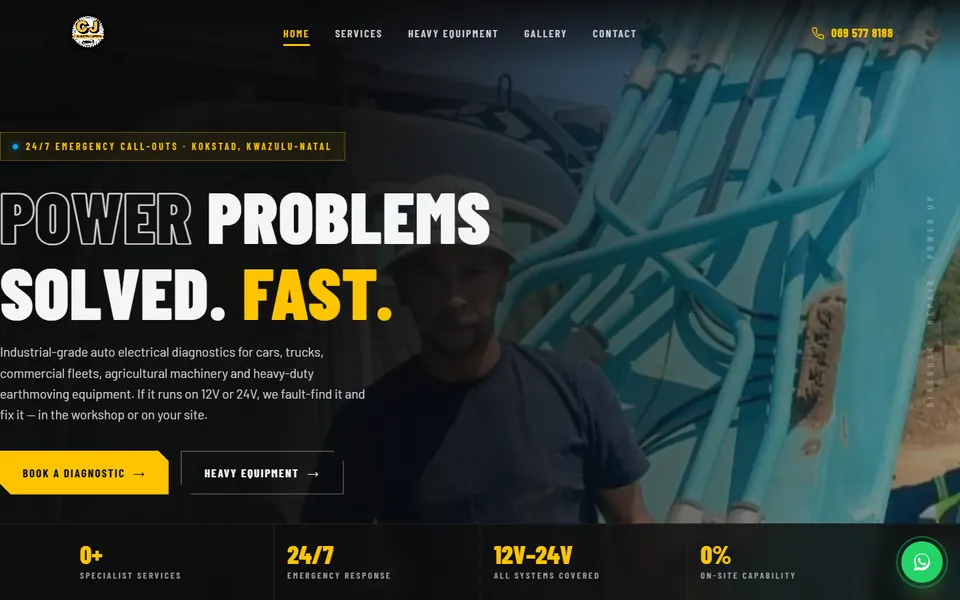 C.J Auto Electrical website designed by One3 Technologies