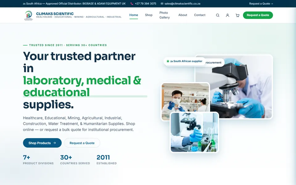 Climaks Scientific website designed by One3 Technologies