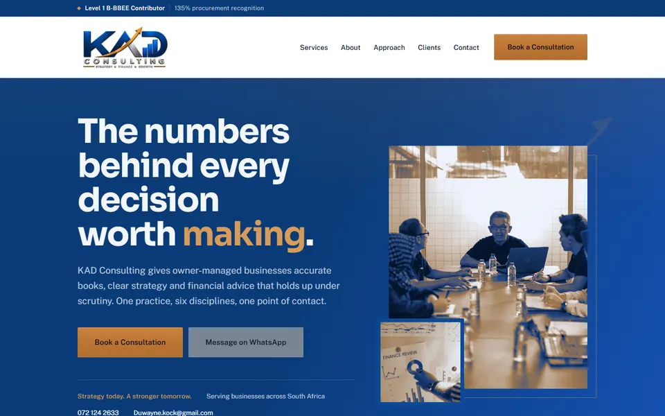 KAD Consulting website designed by One3 Technologies