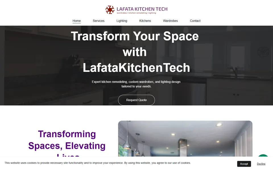 Lafata Kitchen Tech website designed by One3 Technologies