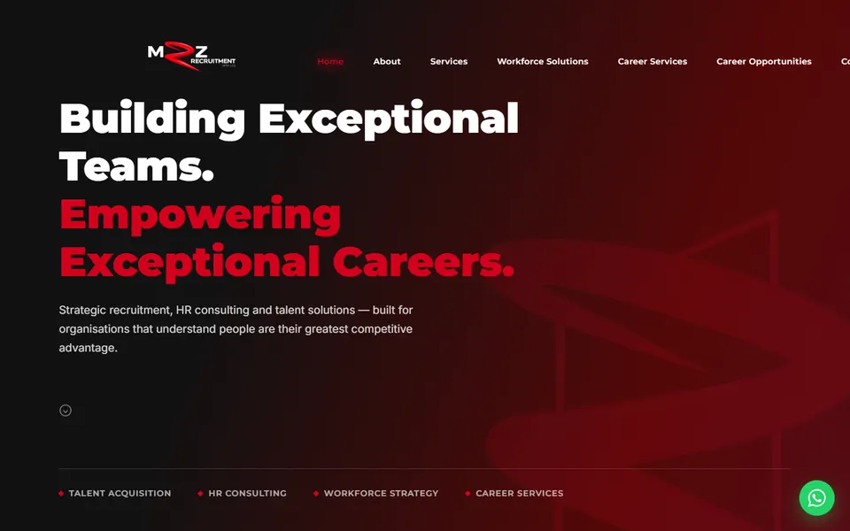 MRZ Recruitment website designed by One3 Technologies