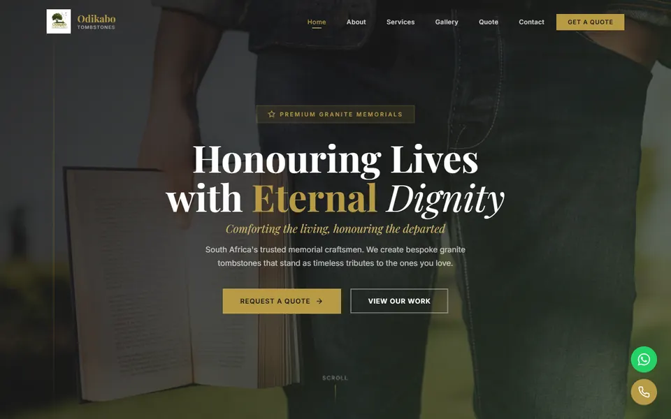 Odikabo Tombstones website designed by One3 Technologies