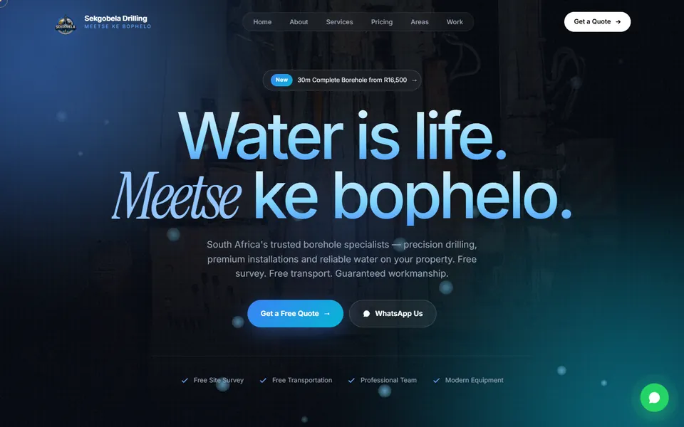 Sekgobela Drilling website designed by One3 Technologies